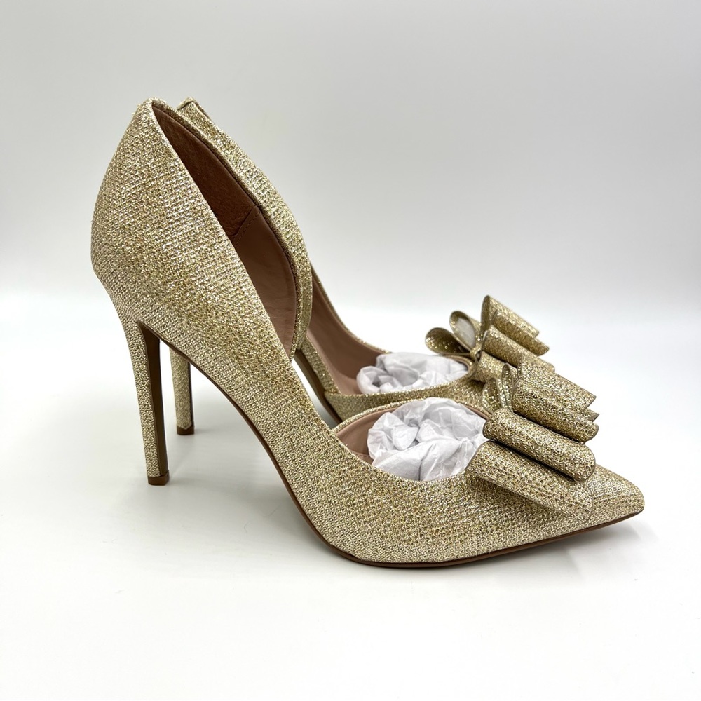 Betsey Johnson Womens Prince Metallic Gold D'Orsay Stiletto Heels Pumps Shoes - Picture 2 of 15